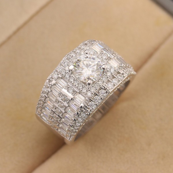Nhẫn nam đính full kim cương Moissanite đẹp 6.5mm - Kiểm định GRA NNAM0175