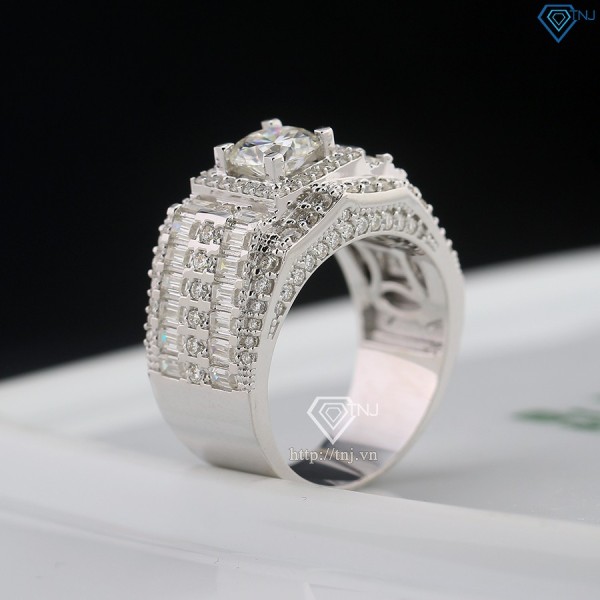 Nhẫn nam đính full kim cương Moissanite 6.5mm - Kiểm định GRA NNAM0175