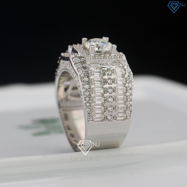 Nhẫn nam đính full kim cương Moissanite 6.5mm - Kiểm định GRA NNAM0175