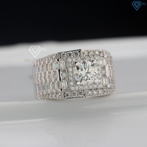 Nhẫn nam đính full kim cương Moissanite 6.5mm - Kiểm định GRA NNAM0175
