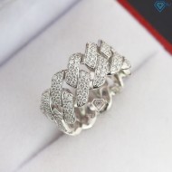 Nhẫn bạc nam cuban đính full kim cương nhân tạo Moissanite NNAM0214