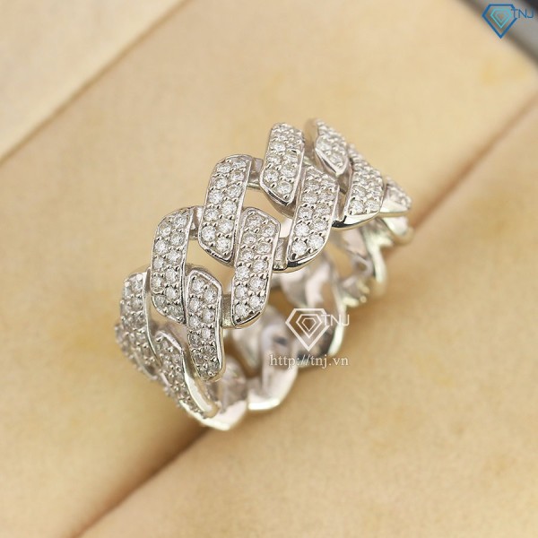 Nhẫn bạc nam cuban đính full kim cương nhân tạo Moissanite NNAM0214
