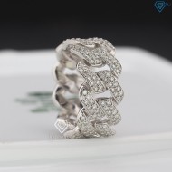 Nhẫn bạc nam cuban đính full kim cương nhân tạo Moissanite NNAM0214