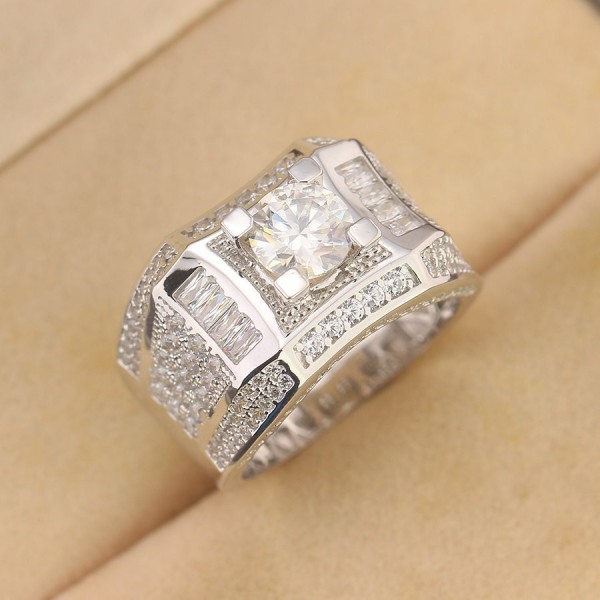 Nhẫn bạc nam 925 đính kim cương Moissanite 7.0mm NNAM0193