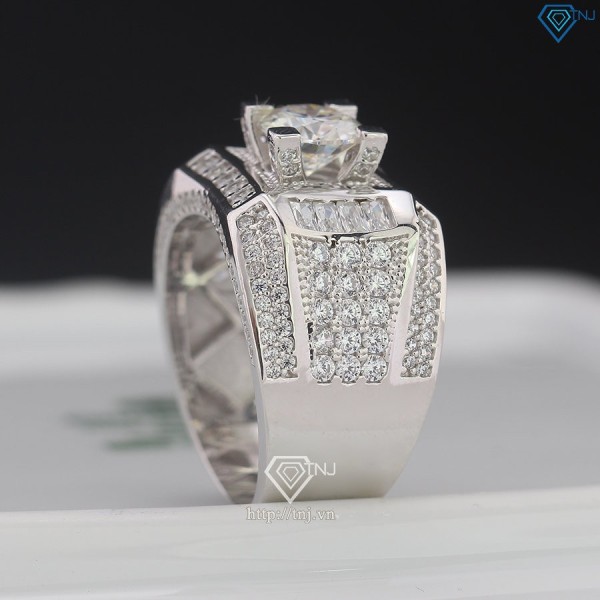 Nhẫn bạc nam 925 đính kim cương Moissanite 7.0mm NNAM0193