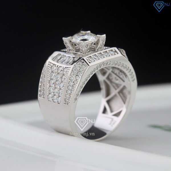 Nhẫn bạc nam 925 đính kim cương Moissanite 7.0mm NNAM0193
