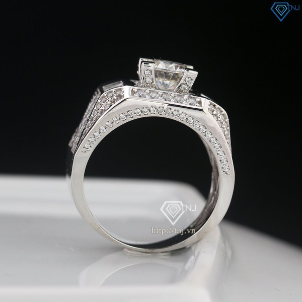 Nhẫn bạc nam 925 đính kim cương Moissanite 7.0mm NNAM0193