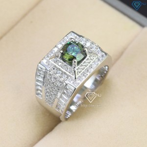 Nhẫn nam đính kim cương Moissanite xanh 6.5mm - Kiểm định GRA NNAM0013
