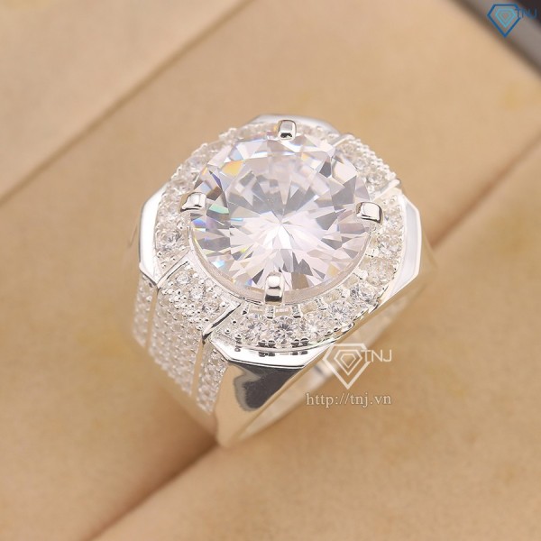 Nhẫn bạc nam bản to đính đá 14mm NNA0801