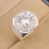 Nhẫn bạc nam bản to đính đá 14mm NNA0801