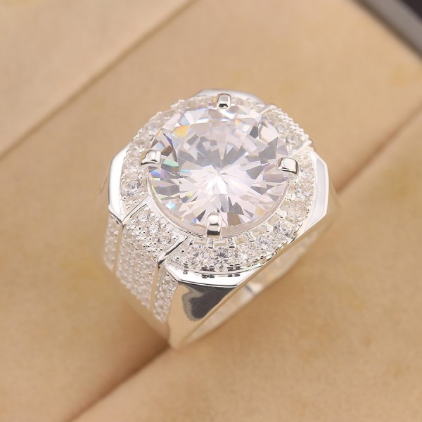 Nhẫn bạc nam bản to đính đá 15mm NNA0801