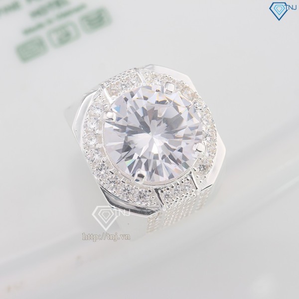 Nhẫn bạc nam bản to đính đá 14mm NNA0801