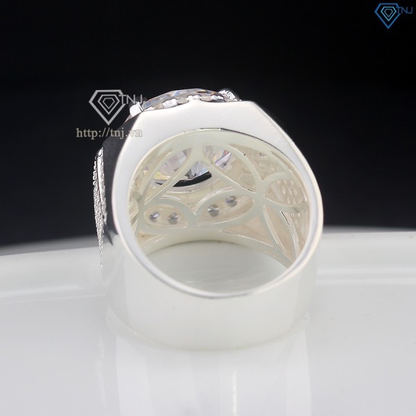 Nhẫn bạc nam bản to đính đá 14mm NNA0801