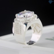 Nhẫn bạc nam bản to đính đá 14mm NNA0801