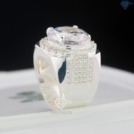 Nhẫn bạc nam bản to đính đá 14mm NNA0801