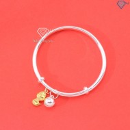 Quà thôi nôi cho bé lắc bạc cho trẻ sơ sinh khắc tên hình rắn vàng LTT