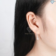 Hoa tai bạc nữ dài hình lập phương đính đá đẹp BTN0087 - Trang Sức TNJ