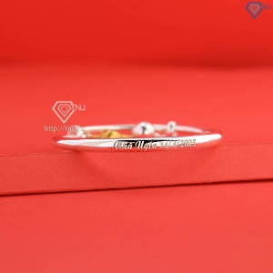 Lắc bạc trẻ em khắc tên hình Labubu vàng LTT0195