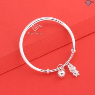 Lắc bạc trẻ em khắc tên hình Labubu bạc LTT0195