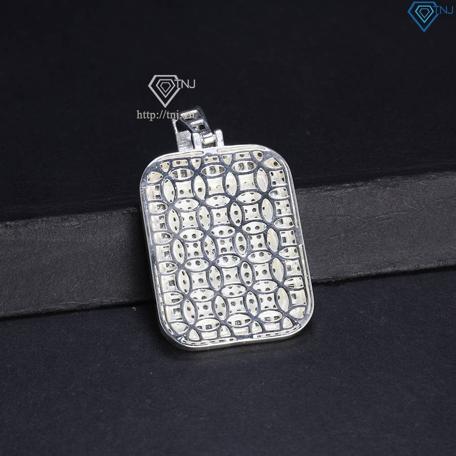 Dây chuyền bạc nam mặt chữ nhật đính full đá DCA0185