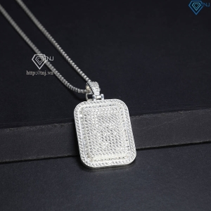 Dây chuyền bạc nam mặt chữ nhật đính full đá DCA0185