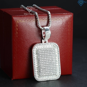 Dây chuyền bạc nam mặt chữ nhật đính full đá DCA0185