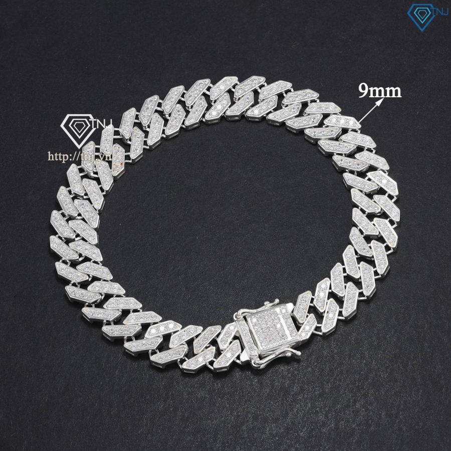 Lắc tay nam Cuban đính đá bản nhỏ 9mm LTA0171 - Trang Sức TNJ