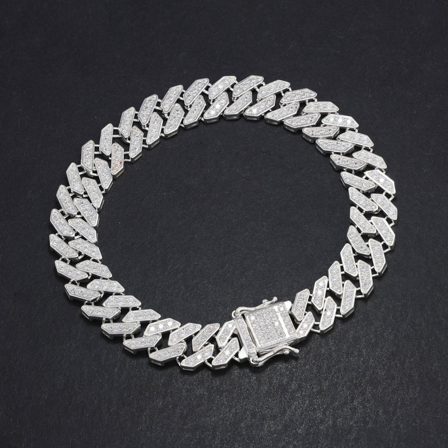 Lắc tay nam Cuban đính đá bản nhỏ 9mm LTA0171