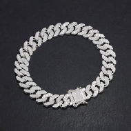Lắc tay nam Cuban đính đá bản nhỏ 9mm LTA0171
