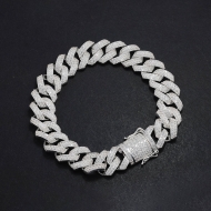 Lắc tay nam Cuban bạc đính đá 10mm LTA0172