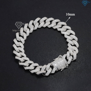 Lắc tay nam Cuban bạc đính đá 10mm LTA0172 - Trang Sức TNJ