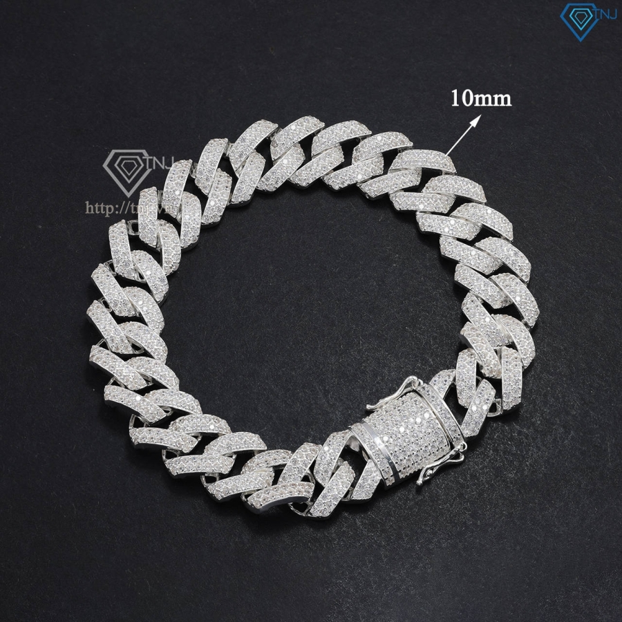 Lắc tay nam Cuban bạc đính đá 10mm LTA0172 - Trang Sức TNJ