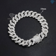 Lắc tay nam Cuban bạc đính đá 10mm LTA0172 - Trang Sức TNJ