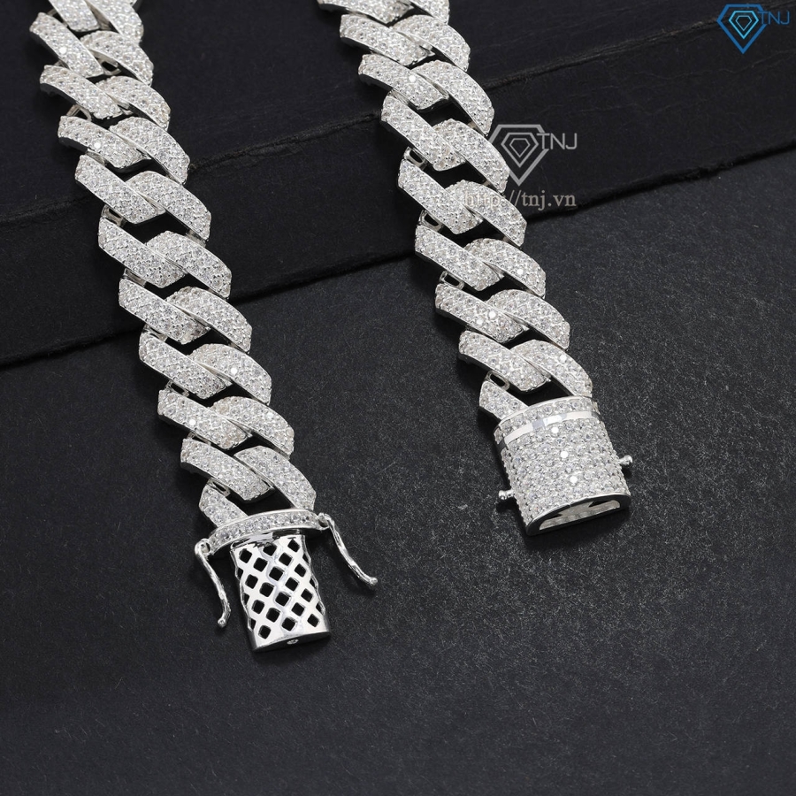 Lắc tay nam Cuban bạc đính đá 10mm LTA0172 - Trang Sức TNJ