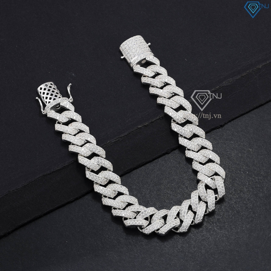 Lắc tay nam Cuban bạc đính đá 10mm LTA0172 - Trang Sức TNJ