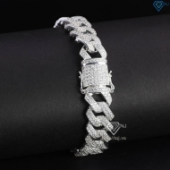 Lắc tay nam Cuban bạc đính đá 10mm LTA0172 - Trang Sức TNJ