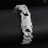 Lắc tay nam Cuban bạc đính đá 13mm LTA0173 - Trang Sức TNJ
