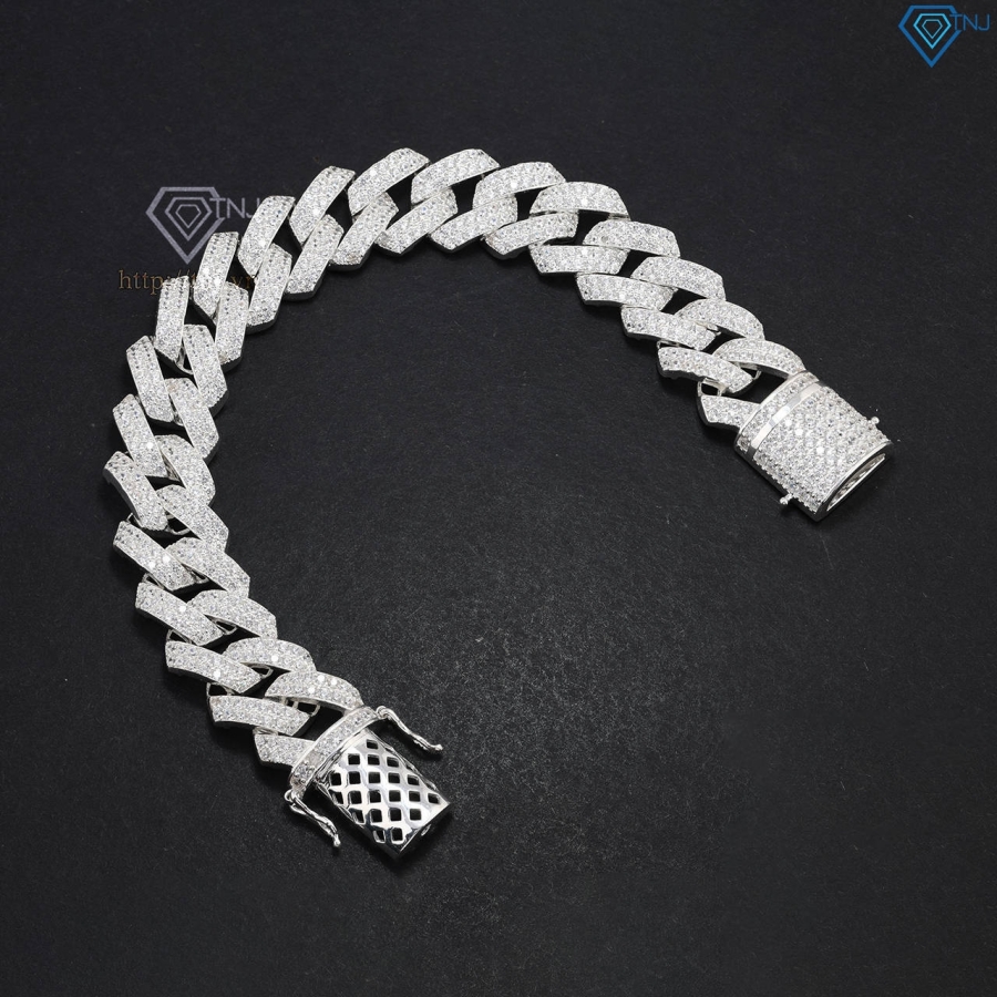 Lắc tay nam Cuban bạc đính đá 13mm LTA0173 - Trang Sức TNJ
