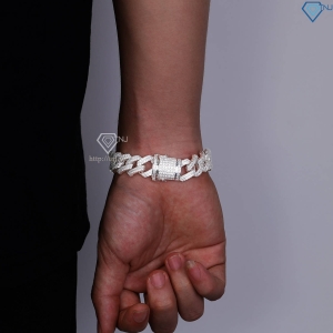 Lắc tay nam Cuban bạc đính đá 13mm LTA0173 - Trang Sức TNJ