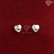 Bông tai nữ bạc hình trái tim tròn trơn BTN0056 - Trang Sức Tnj
