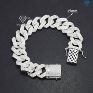 Lắc tay nam Cuban bạc đính đá 15mm LTA0174 - Trang Sức TNJ