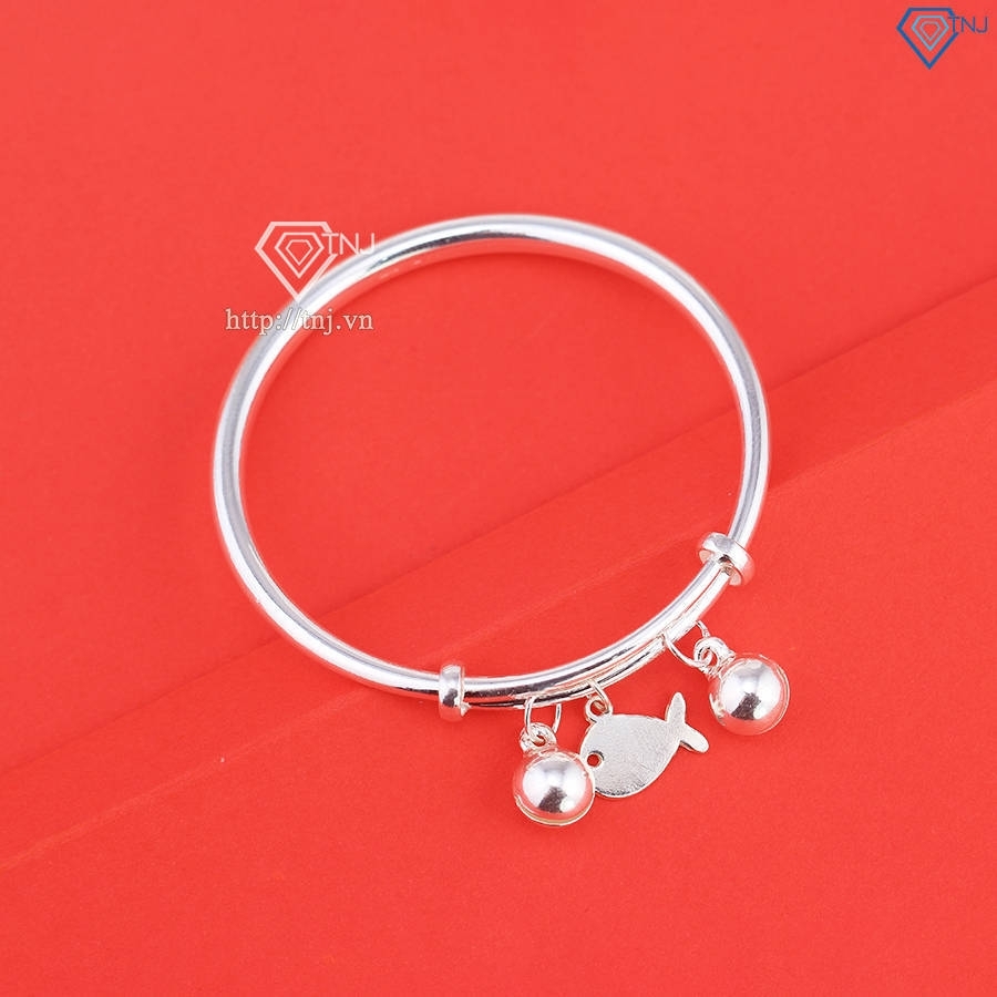 Lắc bạc dạng kiềng cho bé khắc tên hình con cá LTT0187