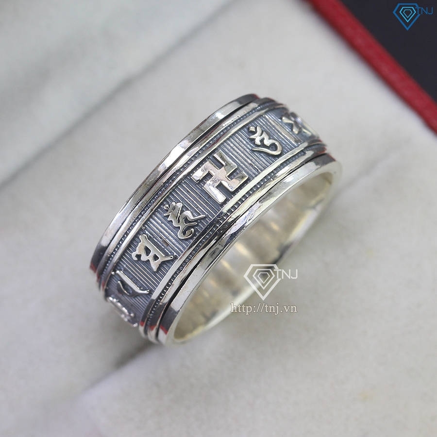 Nhẫn bạc nam Om Mani Padme Hum xoay NNA0289 - Trang sức TNJ