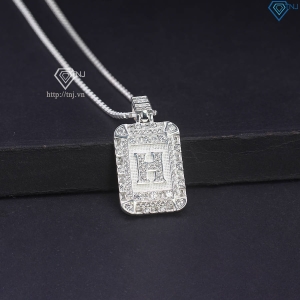 Dây chuyền bạc nam  chữ H đính đá đẹp DCA0178