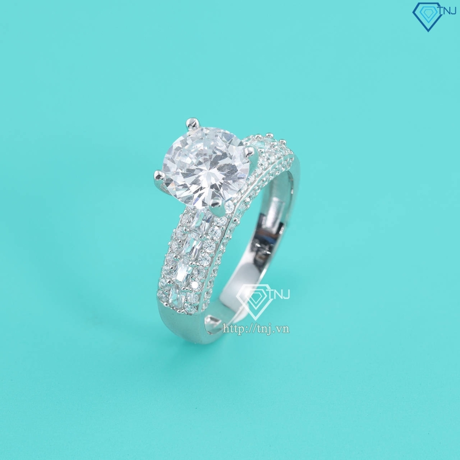Nhẫn bạc nữ đính đá đẹp xi kim NNXK0021