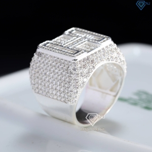 Nhẫn nam chữ H bản to đính đá NNA0808