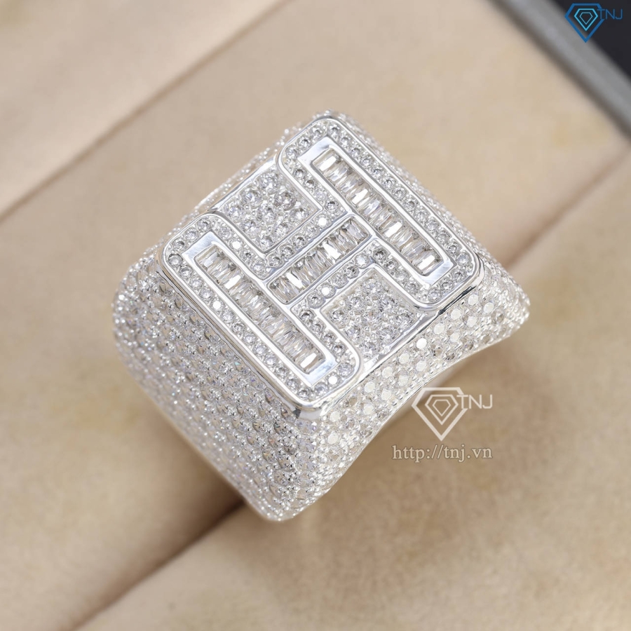 Nhẫn nam chữ H bản to đính đá NNA0808
