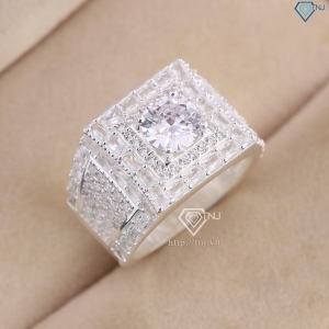Nhẫn bạc nam cao cấp đính đá đẹp NNA0810