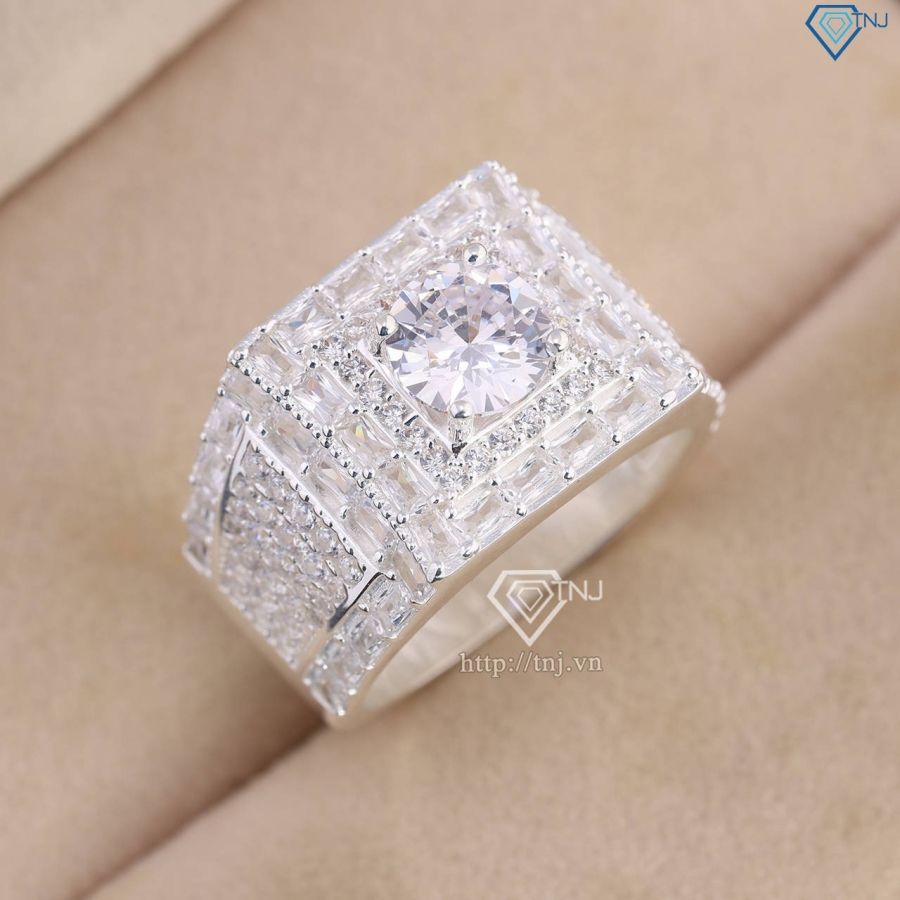 Nhẫn bạc nam cao cấp đính đá đẹp NNA0810
