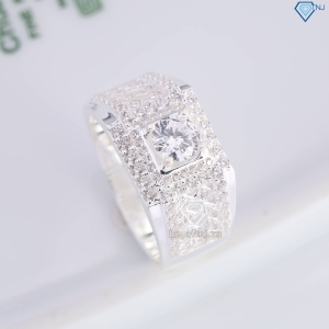 Nhẫn bạc nam kẻ caro đính đá đẹp NNA0811
